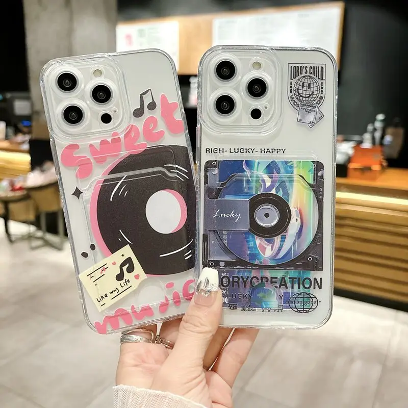 CD Records Card Bag Soft Phone Case For Samsung Galaxy S24 S23 S22 Ultra Plus S21 S20 FE S10 5G A05 A15 A25 A35 A55 A05S Cover