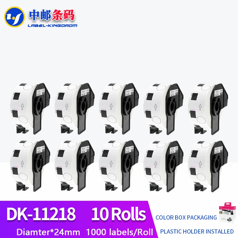 

10 Rolls Generic DK-11218 Label Compatible for Brother Thermal Printer Diameter 24mm Round All Come With Plastic Holder