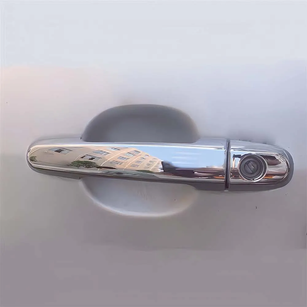 غطاء مقبض وعاء الباب لتويوتا فورتشنر 2008-2014 ديكور السيارة ماتي أسود كروم فضي اكسسوارات السيارات ثقب واحد #2