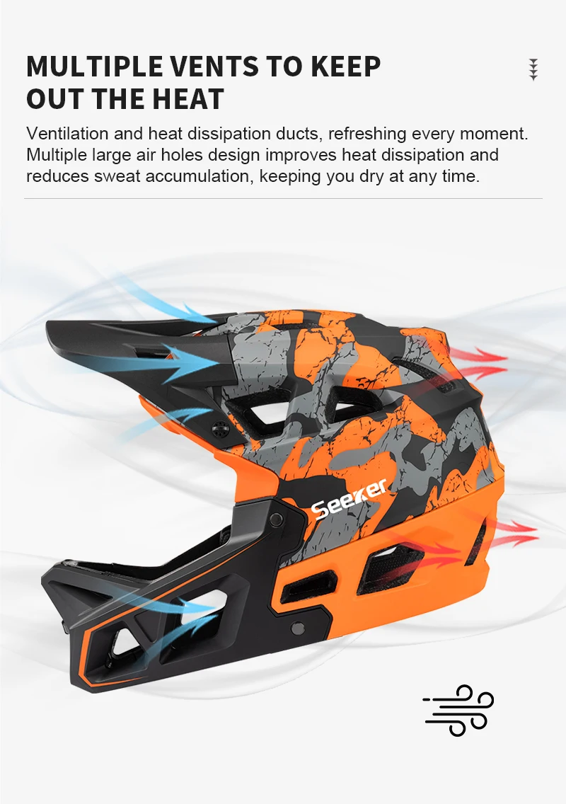 UMUSEEKER Tarnfarbener Vollgesichts-Mountainbike-Helm Offroad-Reitschutzhelm Downhill Outdoor-Sport Schutzausrüstung – Detail 6