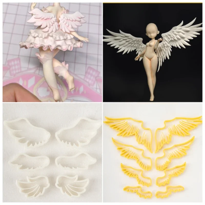 خفيفة الطين نسبة الملاك الجناح قطع قالب بوليمر كلاي القاطع DIY بها بنفسك الرسوم المتحركة شخصية أجنحة الزخرفية صنع أدوات