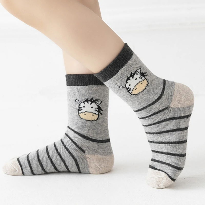 جوارب أطفال بشخصيات كرتونية حيوان ، ناعمة جيدة التهوية ، قطن ، كاجوال ، أطفال ، أولاد ، فتاة ، طفل ، 1-12 عام ، 5 أزواج