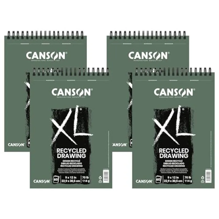 

XL Series Recycled Drawing Paper Pad Top Wire Bound 70 Pound 9 x 12 Inch 60 Sheets Pack of 4