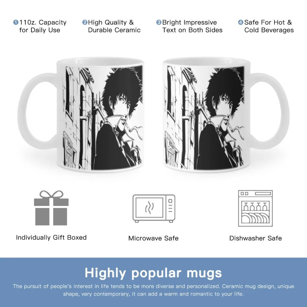 

Hot Anime Cowboy Bebop Free shipping Ceramic Cup Coffee Oatmeal Breakfast Cup Creative Personality Mug