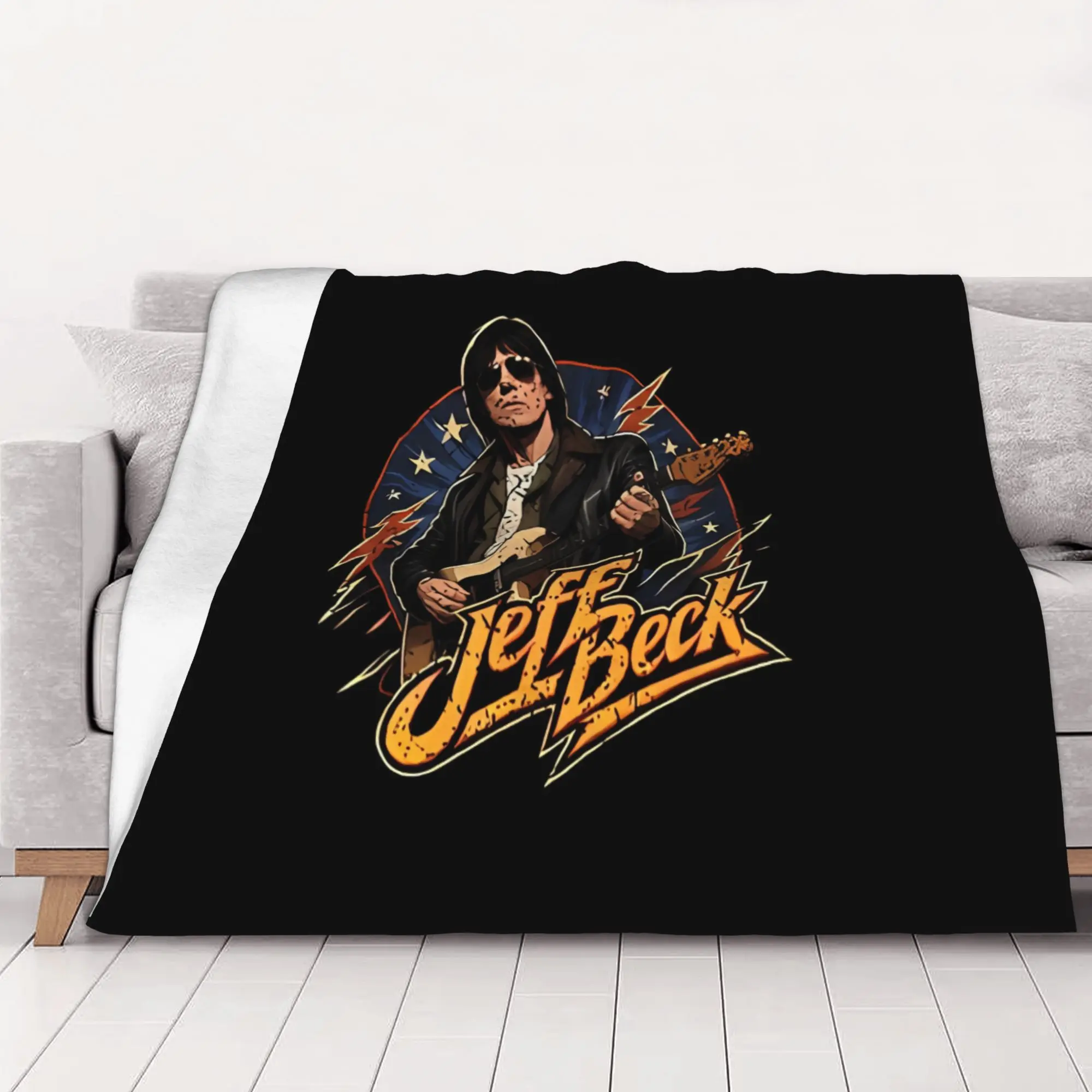 1PC Jeff Beck black graphic Jeff Beck home room decorations Winter Blankets for Adults Bedding Home Interior Sofa Knee