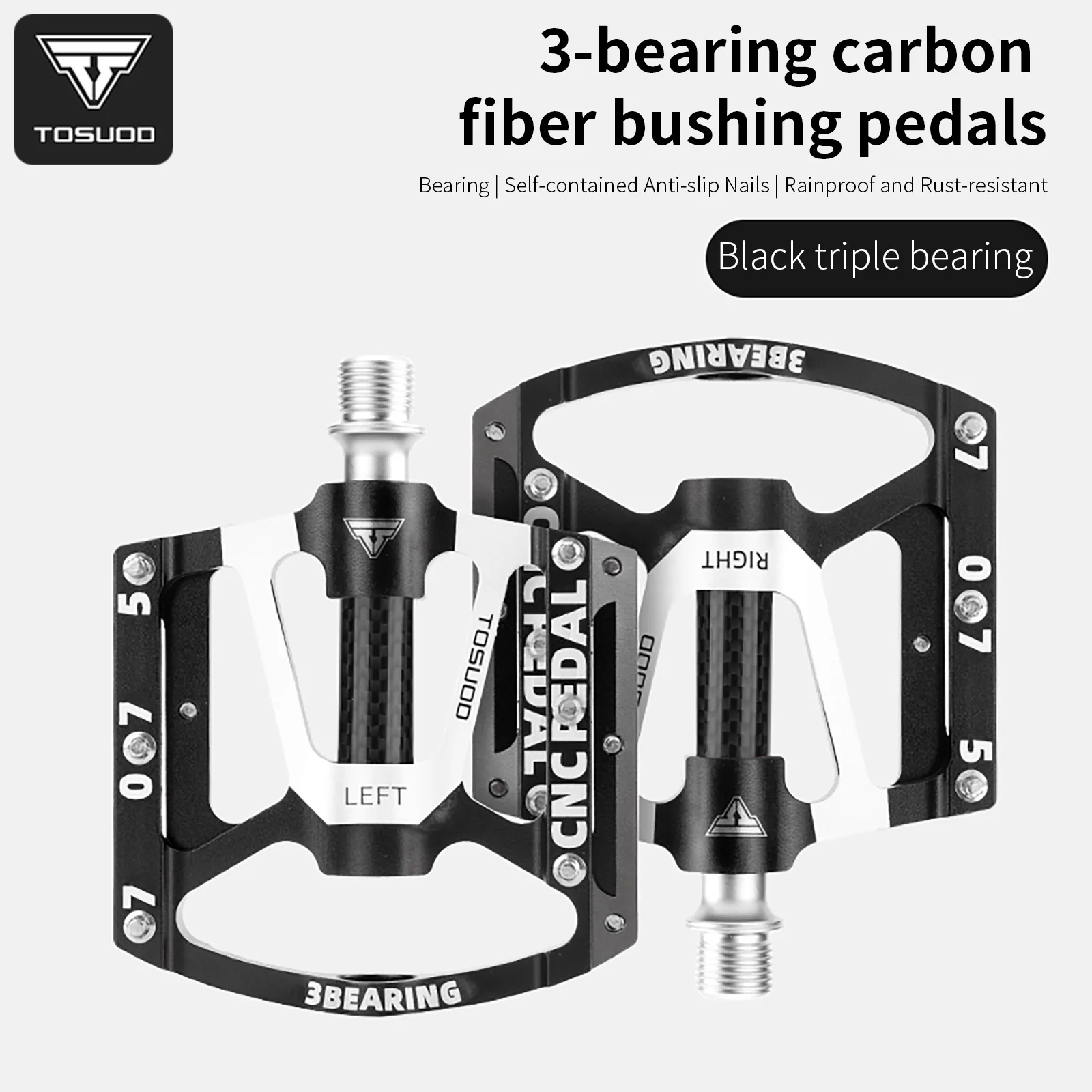 

TOSUOD Bicycle Bearing Pedals Carbon Tube Bearing Ultralight Anti-slip Road Bike Pedals With Installation Tools Bike Accessories