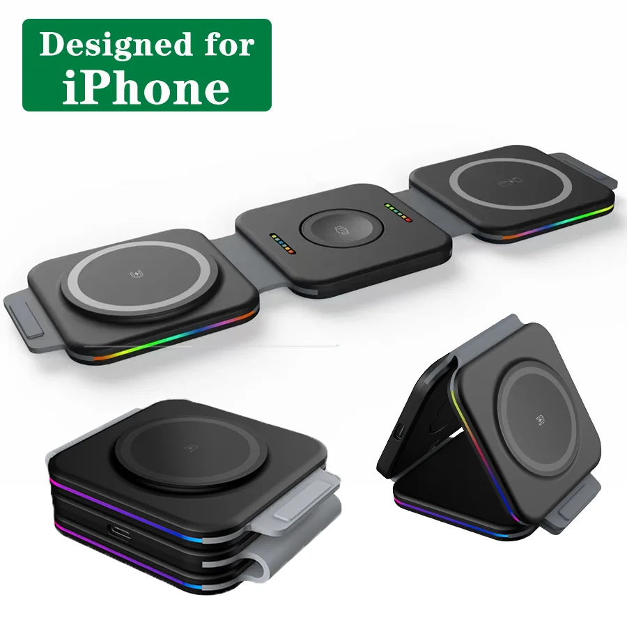Dudukan Dok pengisi daya nirkabel magnetik, stasiun pengisi daya cepat untuk iPhone 14, 13, 12 Pro, iWatch 8, Ultra 7, 6, 5, SE, 4, Airpod Pro
