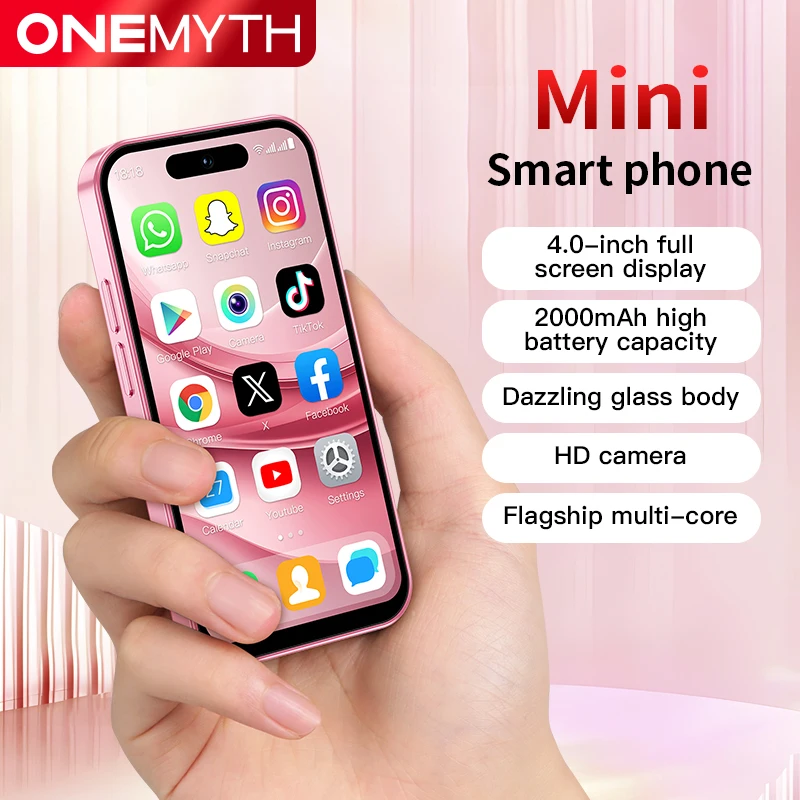 ONEMYTH M17 Pro 4.0 "هاتف ذكي صغير 2GB RAM 16GB ROM Android12.0 التعرف على الوجه فتح 2000mAh 4G هاتف محمول صغير