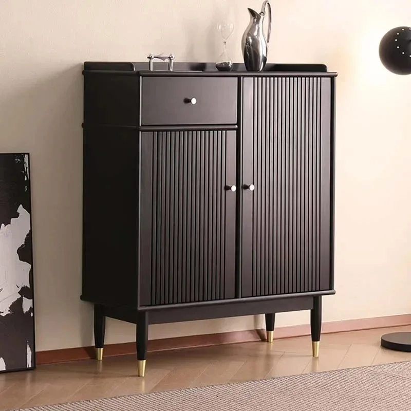 

Vintage Black Shoe Cabinet Design Strong Vertical Space Saving Storage Safe Shoe Rack Wooden Luxury Archivadores Salon Furniture