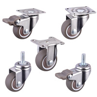 4Pcs Furniture Casters 360° Swivel Universal Heavy Soft Rubber Mute Wheel for Platform Trolley Chair Household Accessories