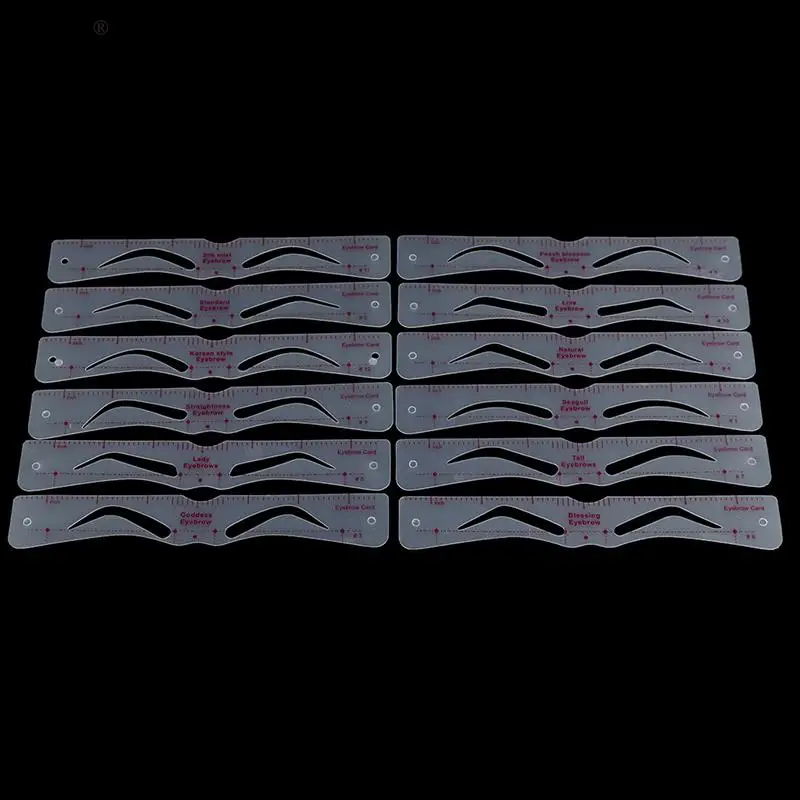 12pcs Reusable Eyebrow Stencil Set Eye Brow DIY Drawing Styling Grooming Template Card