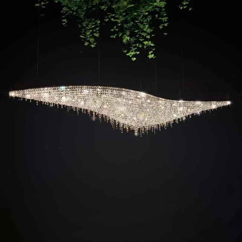 Post Modern Chrome Crystal Bead Ceiling Lamp Designer Home Decor Hanging Light Dimmable LED Fixture For Ceiling Pendant