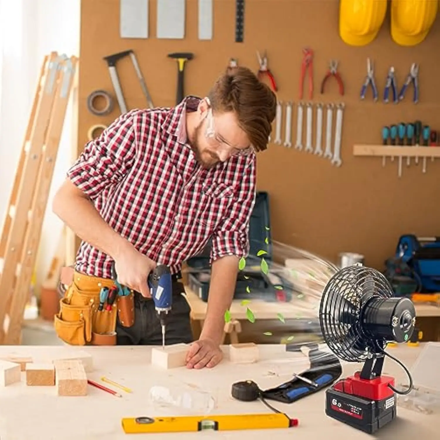 พัดลมไร้สายแบบพกพาใช้งานร่วมกับแบตเตอรี่ Milwaukee M18 18V,แบตเตอรี่พัดลมระบายความร้อนสําหรับ Workshop Outdoor Camping Travel