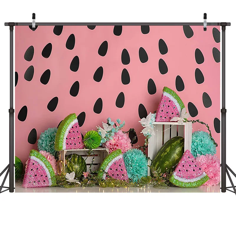 Mocsicka fondo de fotografía de sandía de verano para niños, accesorios de sesión de fotos, pancarta de sandía, Fondo de primer cumpleaños para recién nacidos