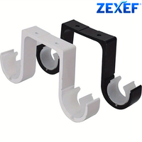 ZEXEF 2pcs/set Aluminum Double Curtain Rod Brackets Durable Black Window Hardware Hook Home Decor Accessories Thicken