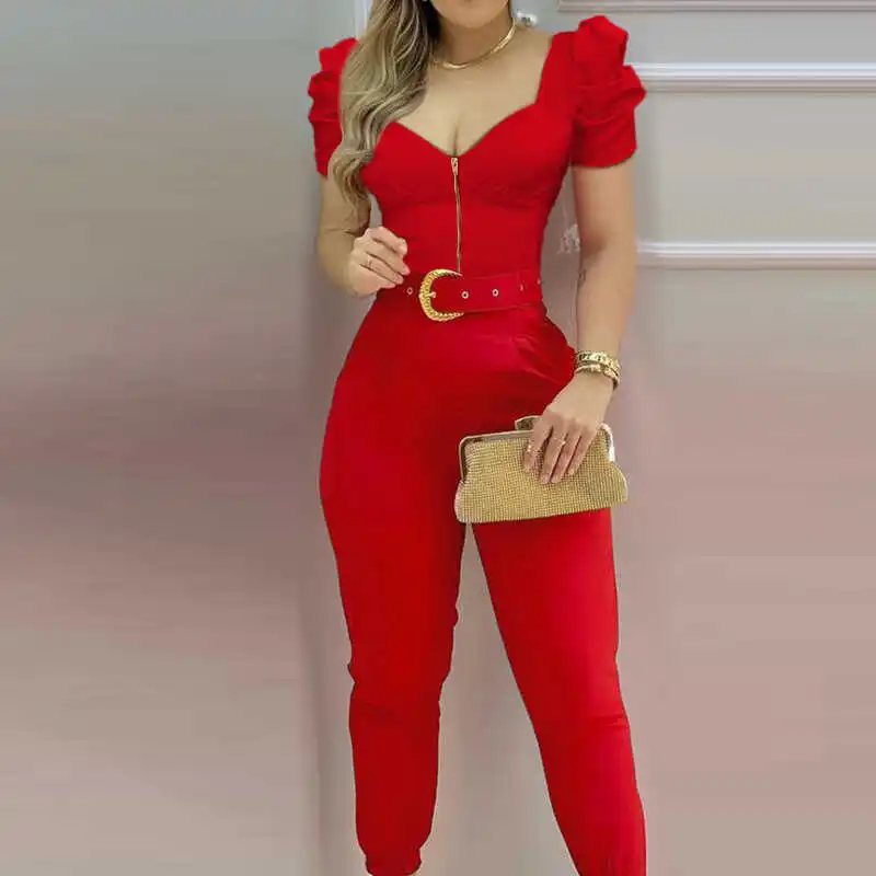 Red V-Ne Casual Jum… - image