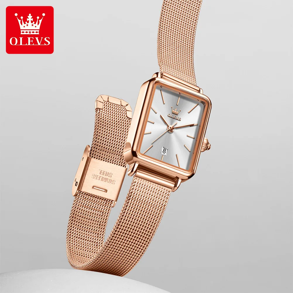 OLEVS 3692 Original Quartz Watch With Gift Box for Woman Ultra Thin Fashion Simple Square Auto Date Waterprorof Ladies Watch New