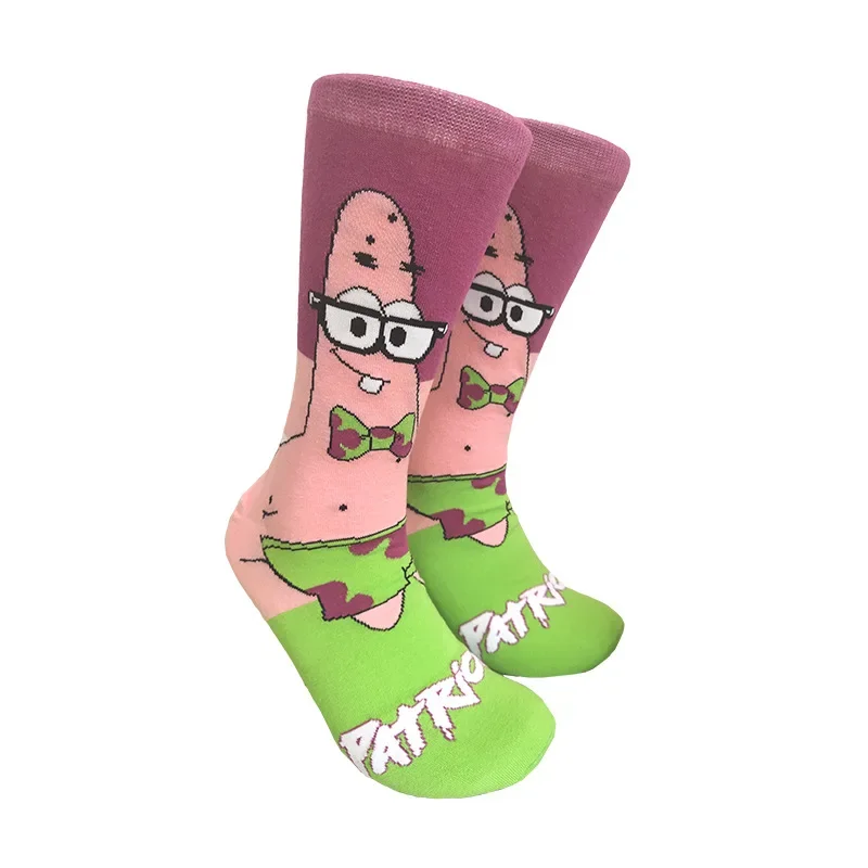 SpongeBob Patrick Anime Funny Socks Men Women Trendy Hip Hop Cotton Socks High Quality Breathable Sport Cartoon Fashion Socks