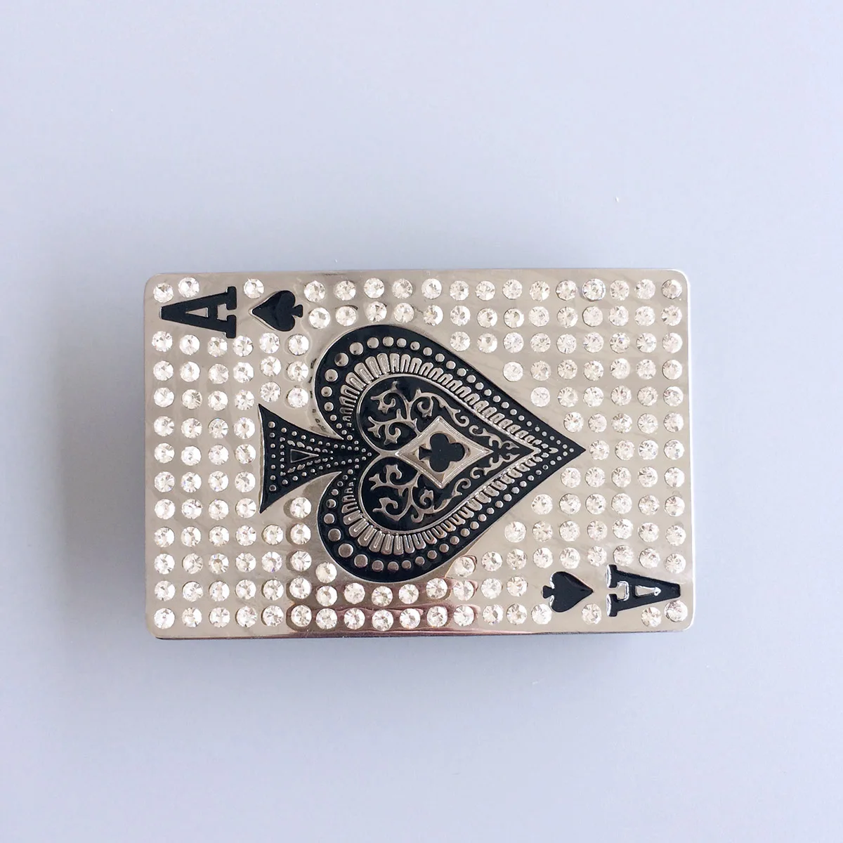 Bright Silver Spade Rhinestones Casino Bling Bling Belt Buckle BUCKLE-CS032