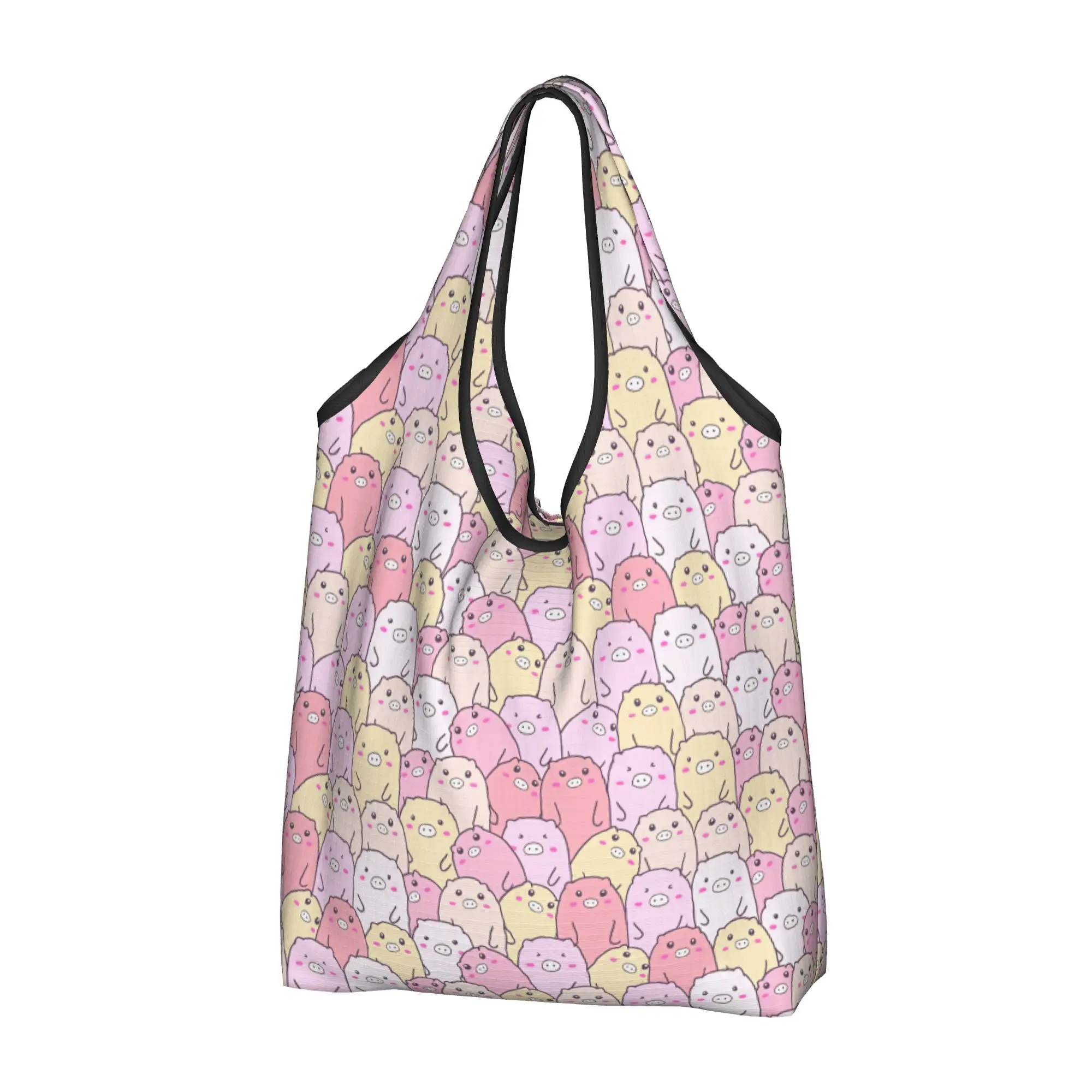 Fashion Trend Cute Pigs Cartoon  Grocery Tote Shopping Bags Women Custom  Shoulder Shopper Bags Large Capacity Handbags