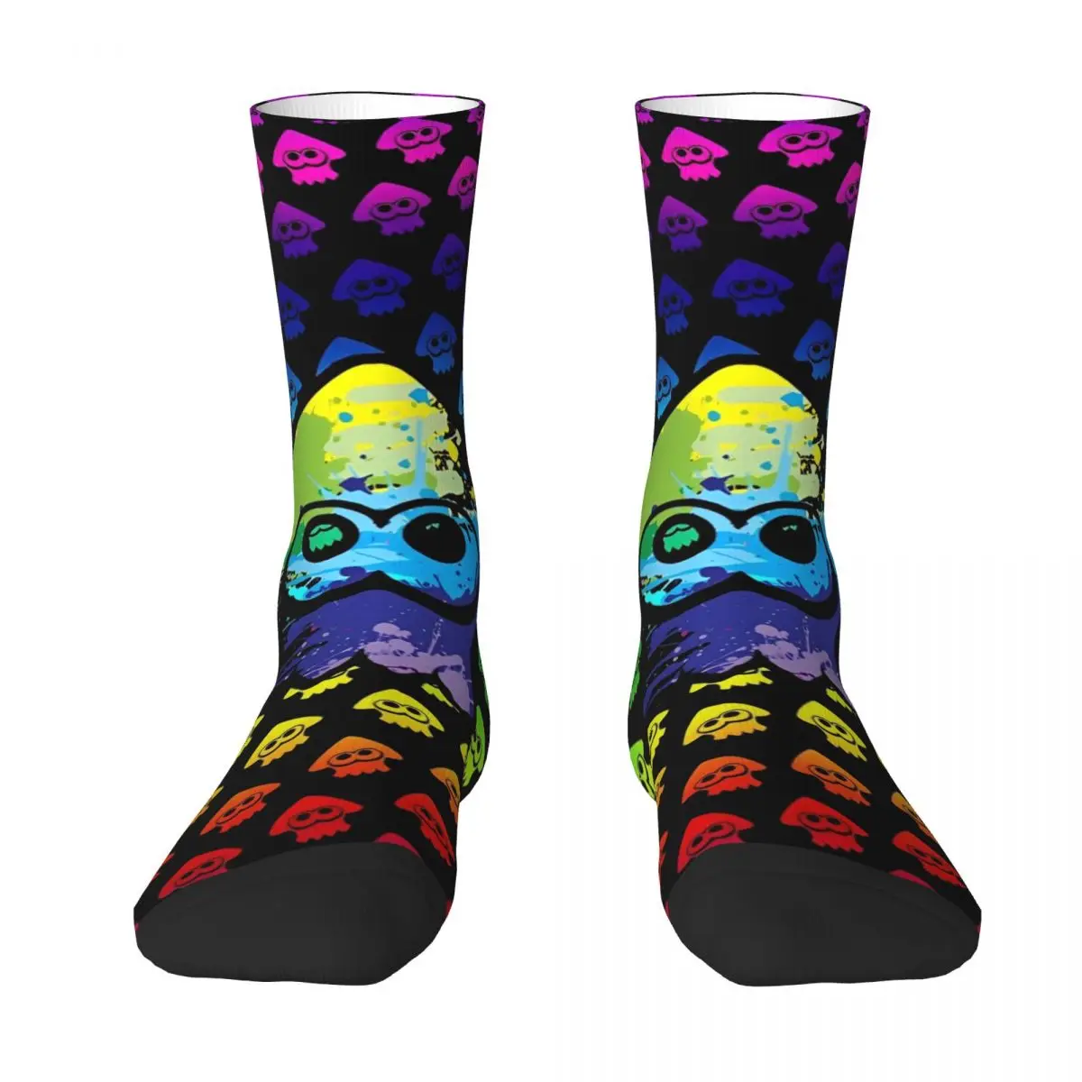 Women Men Socks Rainbow Splatoon Video Game Stockings Autumn Kawaii Medium Soft Socks Pattern Climbing Non-Slip Socks