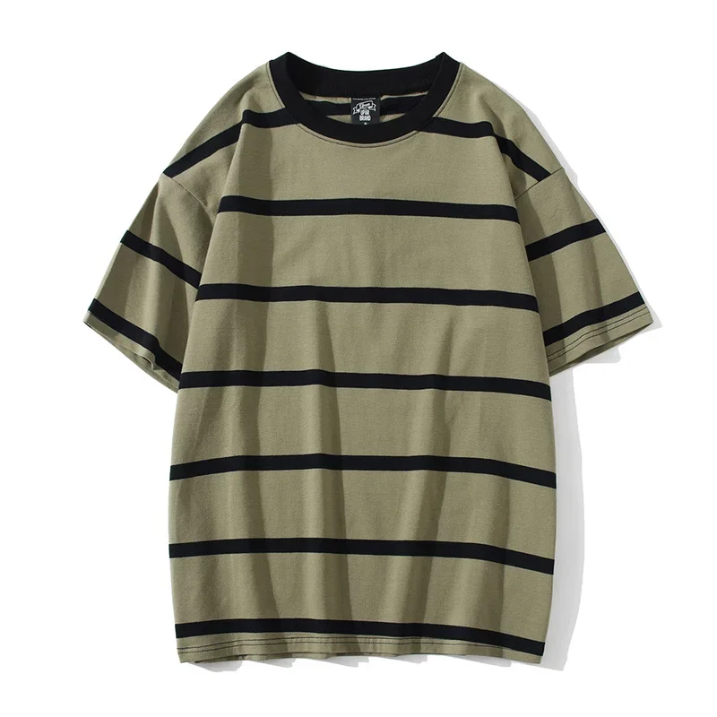 Men T Shirt Color Block Print 4 color Optional Tee Shirts Simple High Street Basic All-match Cargo Tops Male Streetwear