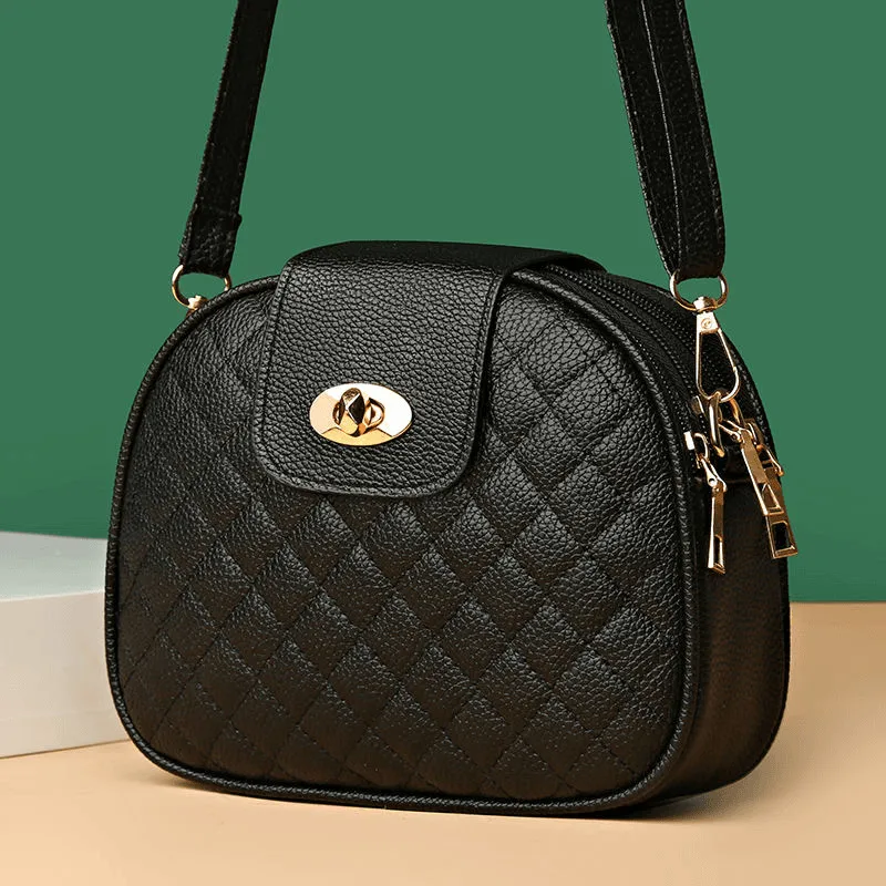 

2025Fashion Autumn Women's Shoulder Bag Internet Celebrity Rhombus Single Shoulder Middle-Aged Black Crossbody Mini All-Match Sm