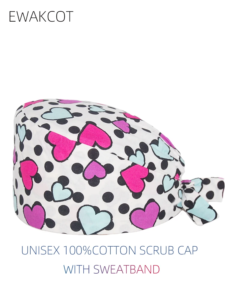 Chapeau de gIslande vétérinaire pour femmes, chapeau d'allaitement médical, chapeau de chef, chapeau de personnel de santé de spa, accessoires d'uniformes médicaux, impression d'amour