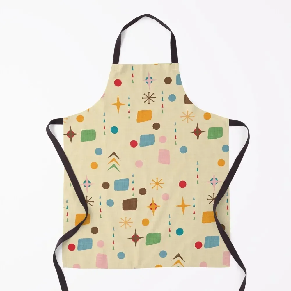

Atomic Pattern Beige Blue #midcenturymodern Apron for women with pocket work gowns for women cleaning Apron