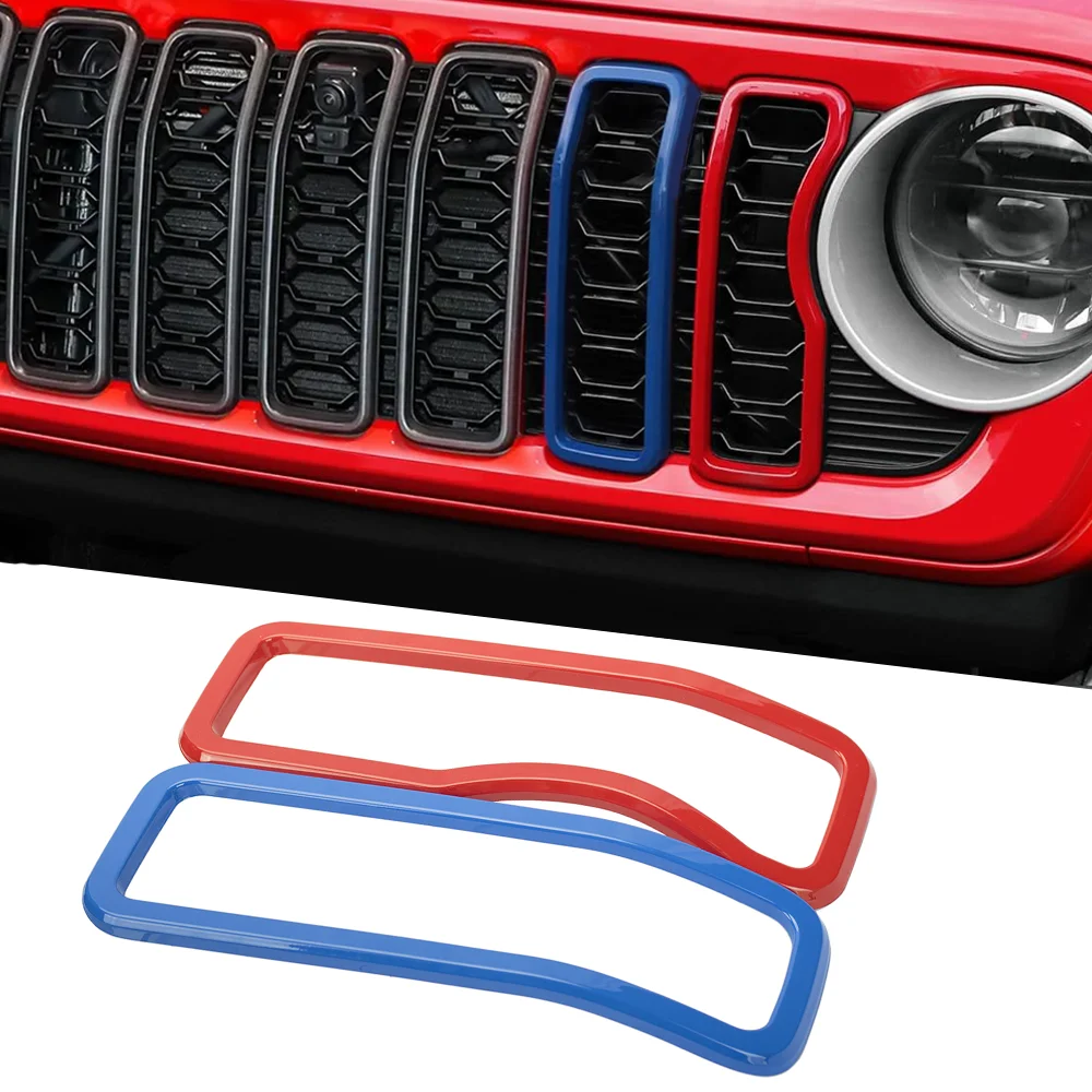 for Jeep Wrangler JL Gladiator JT 2024 2025 Car Front Grill Rings Frame Grille Inserts Cover Trim Exterior Accessories