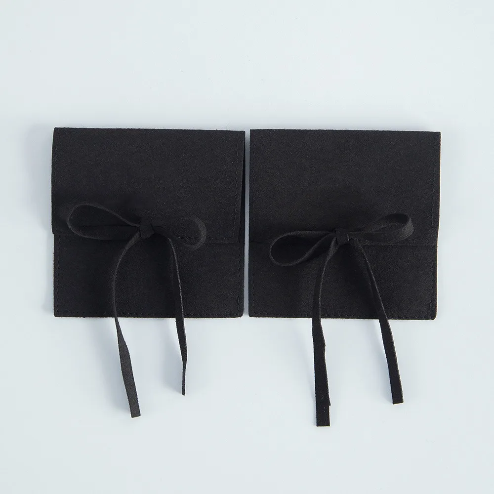 3PCS Microfiber Suede Jewelry Pouch Square Shape Soft Lining Velvet Drawstring Bags Flip Top Durable Suede Storage Bag