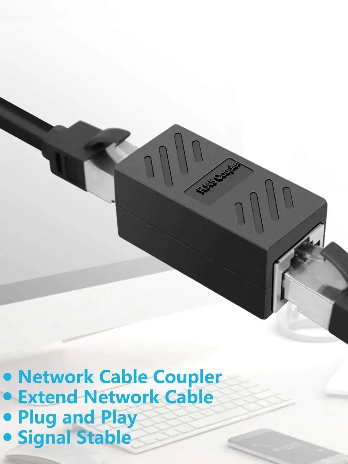 RJ45 Coupler Ethernet Extender 10Gbps, Cat7 Ethernet Coupler Konektor Betina Ke Betina untuk Kabel Cat7/ Cat6/ Cat5e