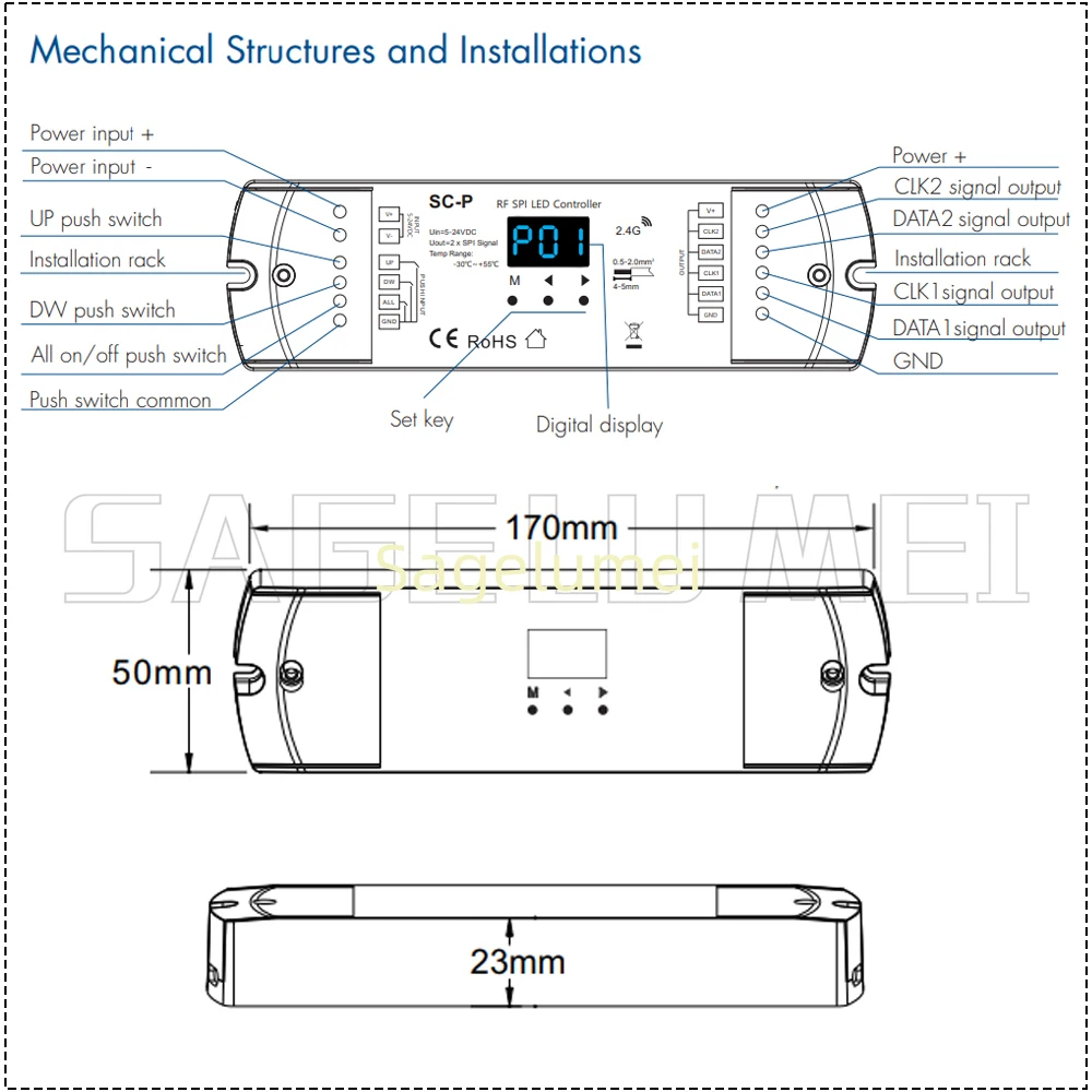 DC5V-24V RF SPI LED Controller SC-P RGB/RGBW Controller dengan Remote Control untuk WS2812B WS2811 SK6812 LED Strip Addressable Light