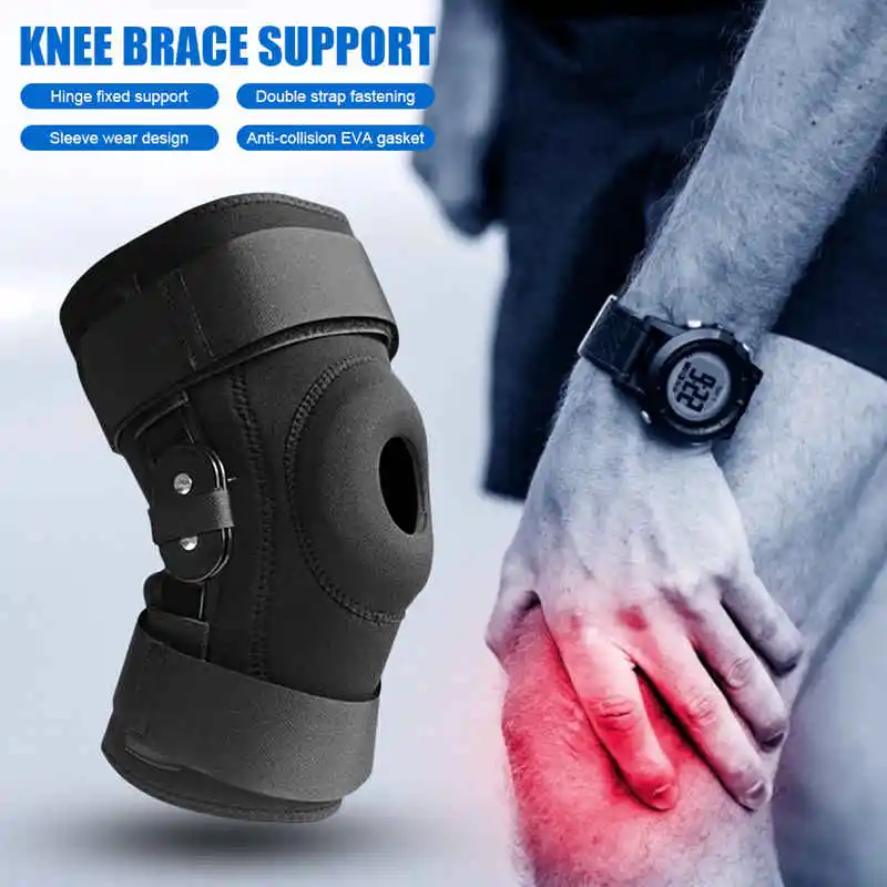 1Piece Hinged Knee Brace Support Gel Patella Support with Removable Dual Side Stabilizers Relieves Arthritis Meniscus Tear Acl