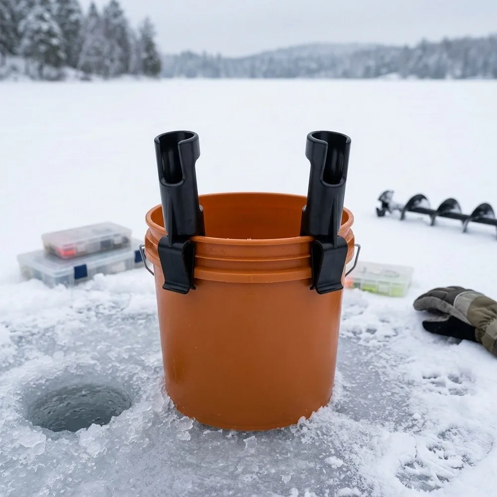 1-2pcs Bucket Rod Holder Anti-slip Ice Fishing Rod Holder Fixed Pole Bracket Fishing Pole Storage Rack Fishing Accessories