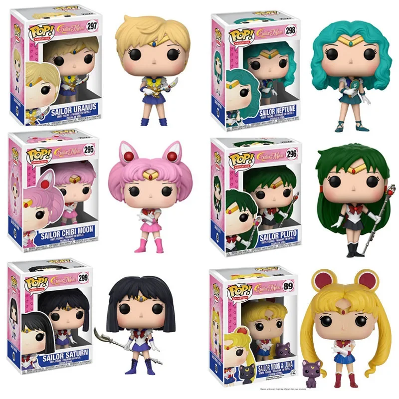 FUNKO POP Sailor Moon Series Luna 89 Chibi 295 Pluto 296 Uranus 297 Neptune 298 Saturn 299 Model Figure Collection Model Toys