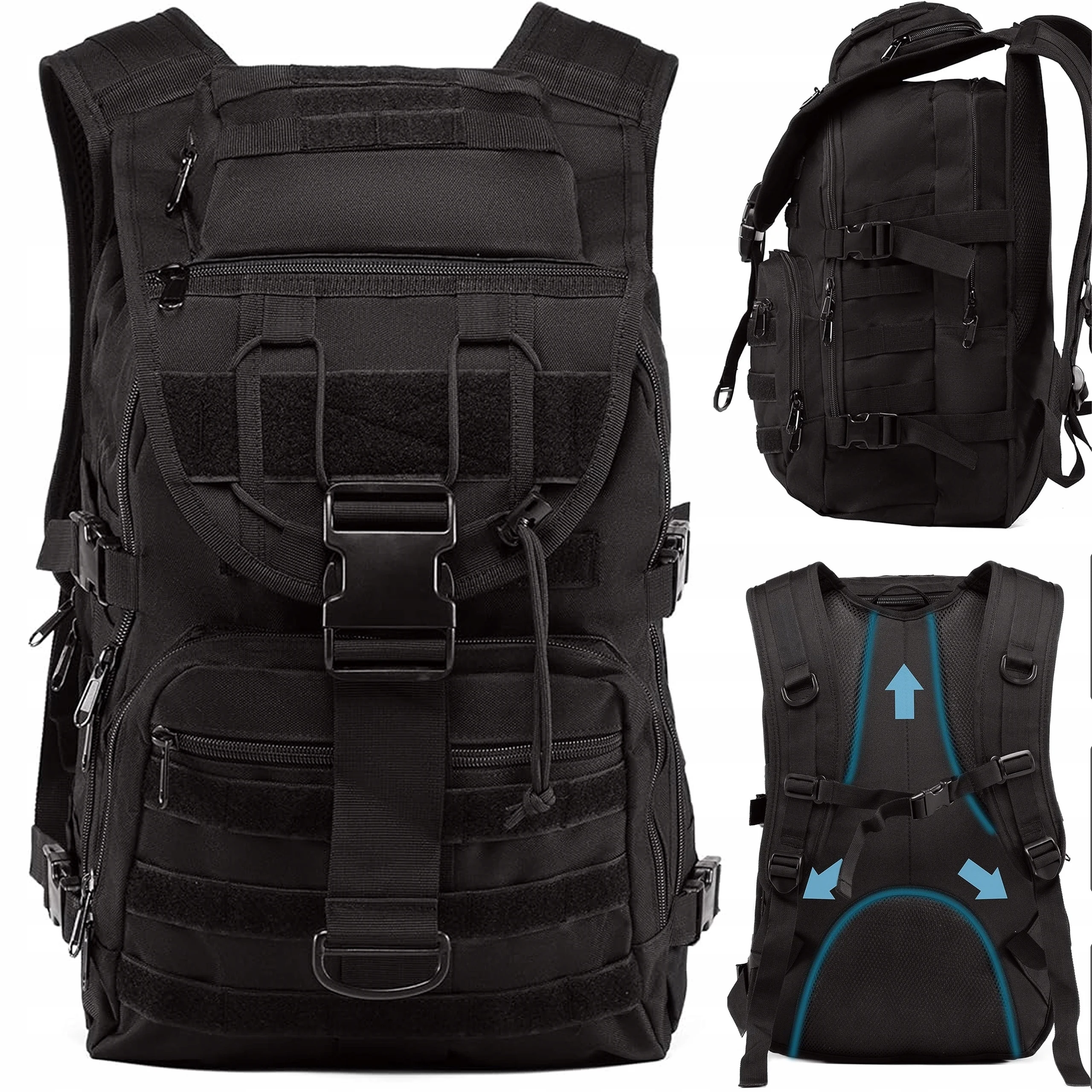 Mochila de viaje de 39 litros, de gran capacidad, multiusos, resistente y adecuada para senderismo, con tejido de malla transpirable, hebillas de cierre y sistema de ajuste de carga. Ideal para viajes, senderismo y desplazamientos urbanos.