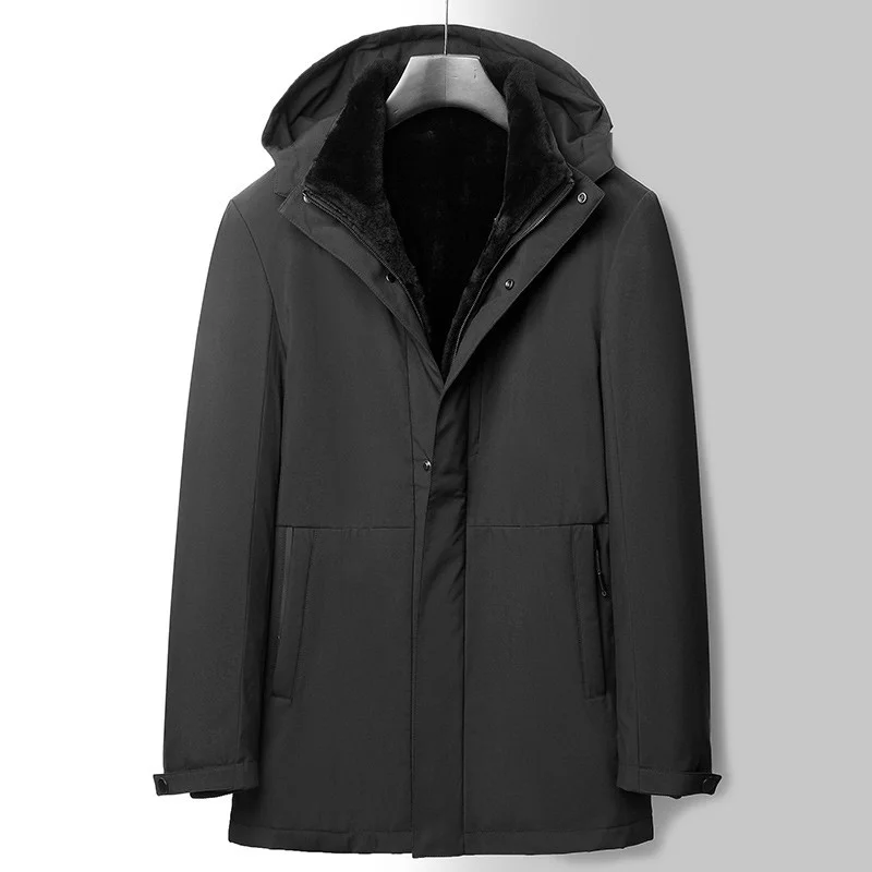 

Wool Liner Parka Men Shearling Long Thickened Genuine Leather Fur Overcoat Coat Clothes