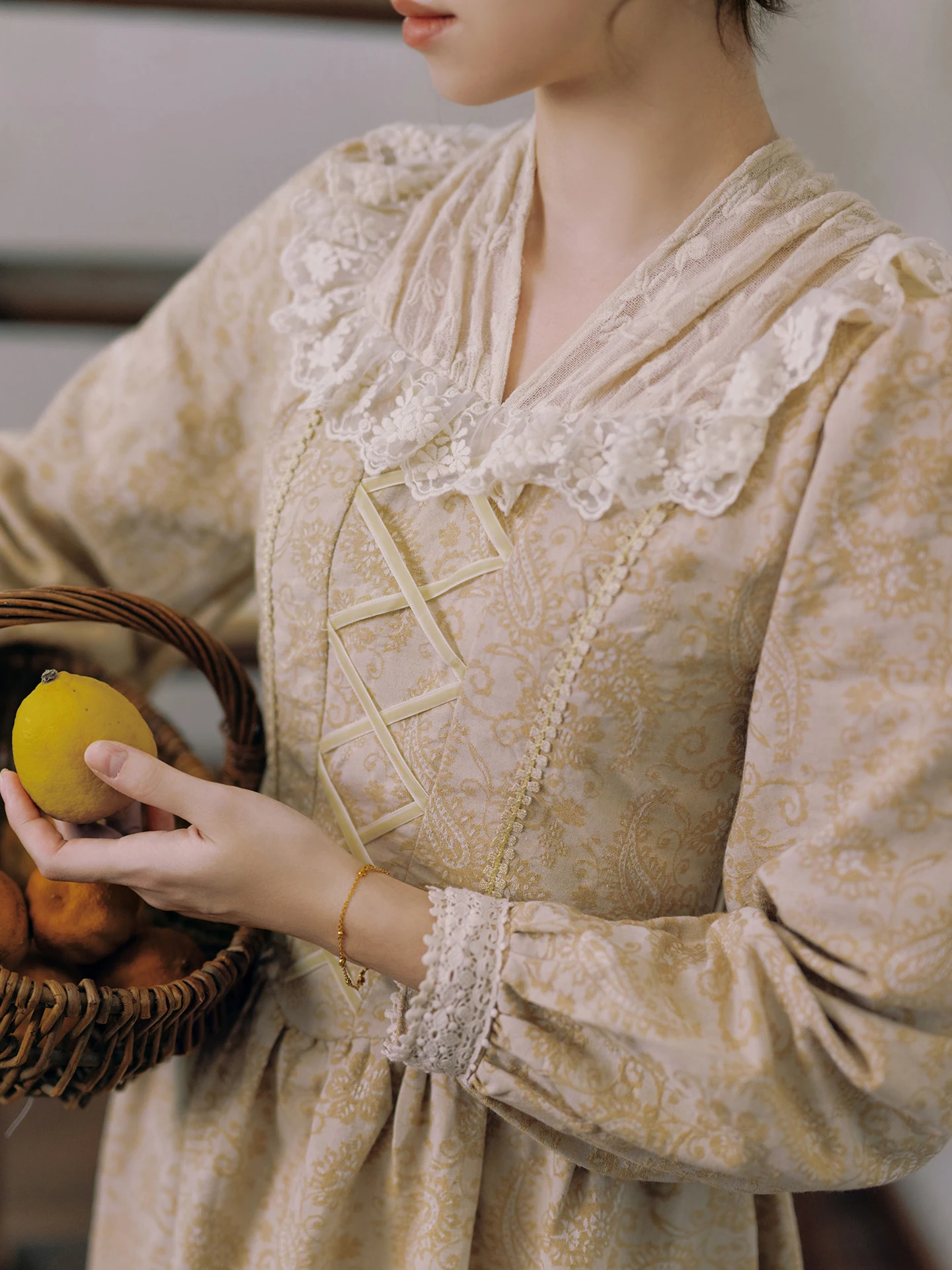 TIYIHAILEY, весенне-осеннее женское жаккардовое хлопковое платье с длинными рукавами, длинное макси-женское платье S-XL, винтажное платье с высокой талией 2025, лоскутное платье с v-образным вырезом