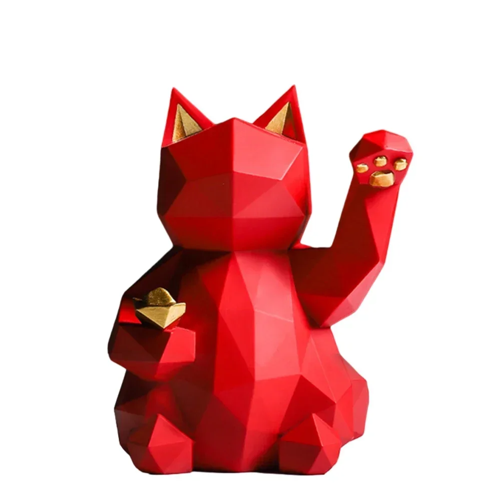 

Lucky Cat Resin Ornament Lucky Cat Ornament Bright Colors Lightweight Resin For Room Desktop Decoration High Quality