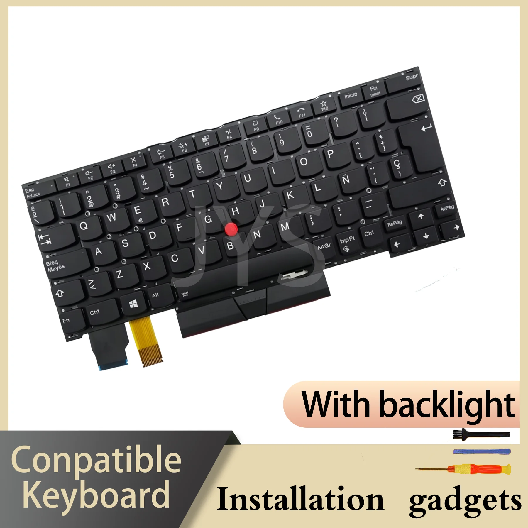 Hebrew/Spanish layout for Lenovo ThinkPad X13 Yoga/X390/X395 Yoga Backlit Keyboard