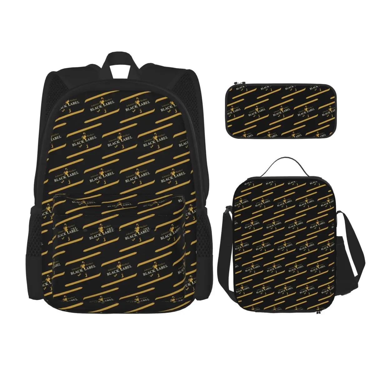 Mochilas Johnnie Walker para niños y niñas, mochilas escolares para estudiantes, mochila para niños, bolsa para el almuerzo, bolsa para bolígrafos, juego de tres piezas