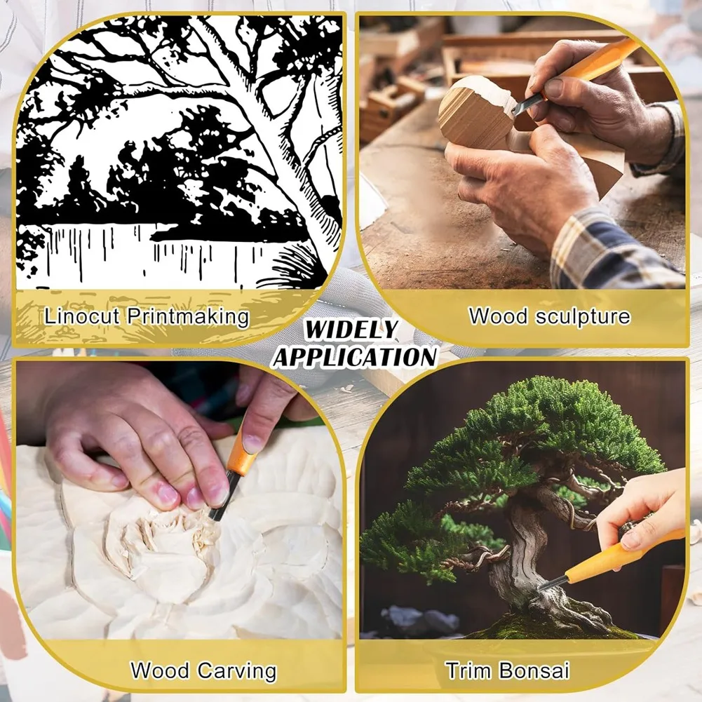 5 قطع من أدوات نحت Linocut مجموعة سكاكين نحت الخشب إزميل مسطح على شكل حرف V بزاوية أدوات نحت نصف دائرية [2026 MOCC]