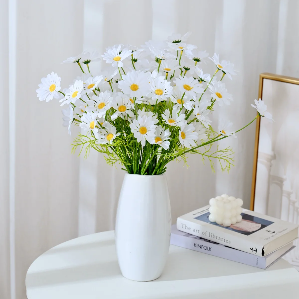 

1/5Pcs Artificial Flowers Chamomile Silk for Home DIY Flower Arrangement Fake Daisy Bouquet for Wedding Brides Room Table Decor