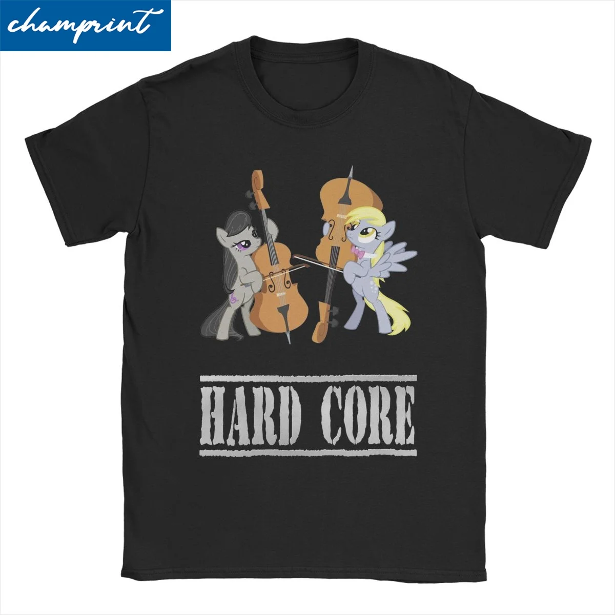 Vintage Contrebasse De Derpy Hooves T-Shirt Men Women's Crew Neck 100% Cotton T Shirt Short Sleeve Tees Plus Size Clothing