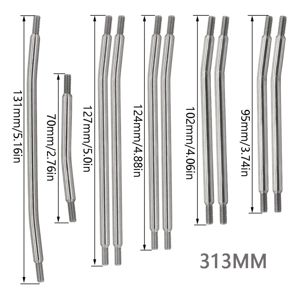 110 RC 車両用ステンレススチール製プルロッド、SCX10 II AX90046 互換モデル向けに設計、改良されたサスペンションを備えています