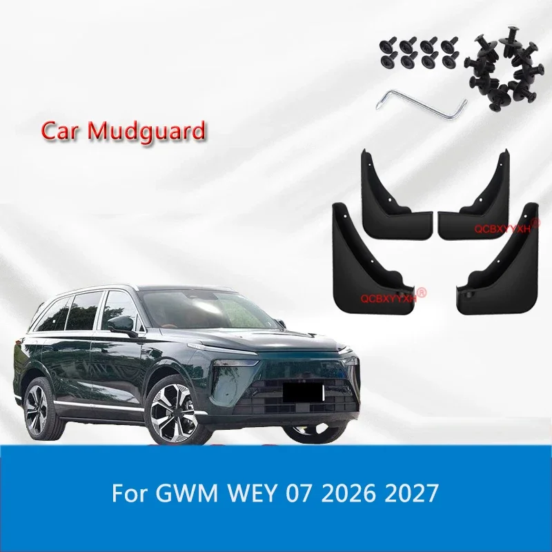 4pcs ABS Car Fender Mud Flap Auto Splash Guard Anti-dirt Wear-resistant For GWM WEY 07 2026 2027 Body Protect Exterior Accessory