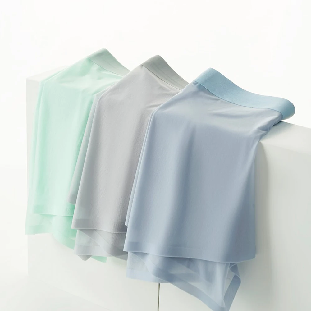 

Men Seamless Ice Silk Transparent Boxer Shorts Sexy Accessories Hot Japanese Thongs Thin Bulge Pouch Trunks Underwear For Man