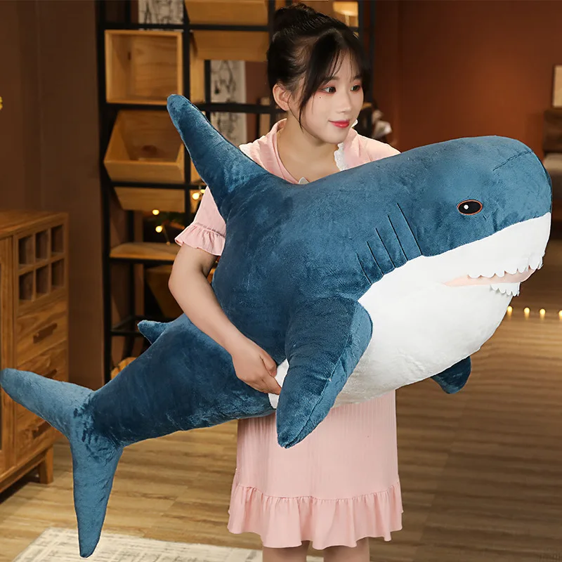 

40/60/80/100cm Cute Shark Plush Toy Soft Stuffed Speelgoed Animal Reading Pillow for Birthday Gifts Cushion Doll Gift