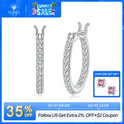 M-JAJA 1.7MM Moissanite Hoop Earrings Real 925 Sterling Silver for Women D Color VVS1 Lab Diamond Stud Earrings Wedding Jewelry